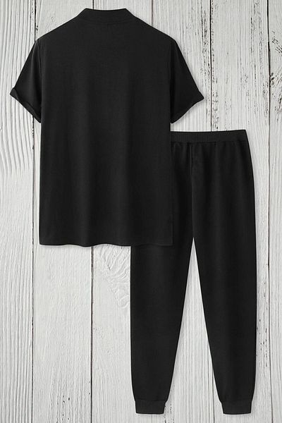 uyguntarz Zweiteiliges Unisex-Trainingsanzugset mit Alpha-Print
