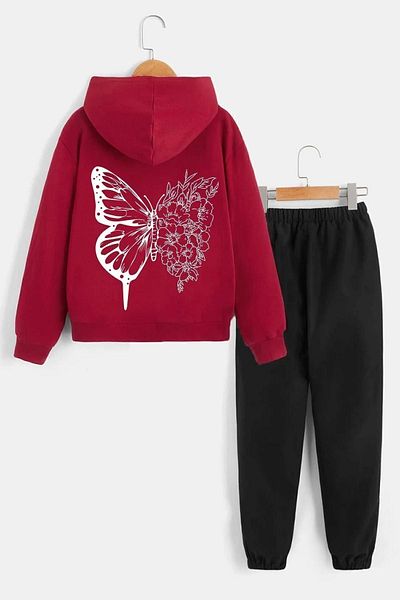 uyguntarz Kids Drawing Butterflies Tracksuit Set