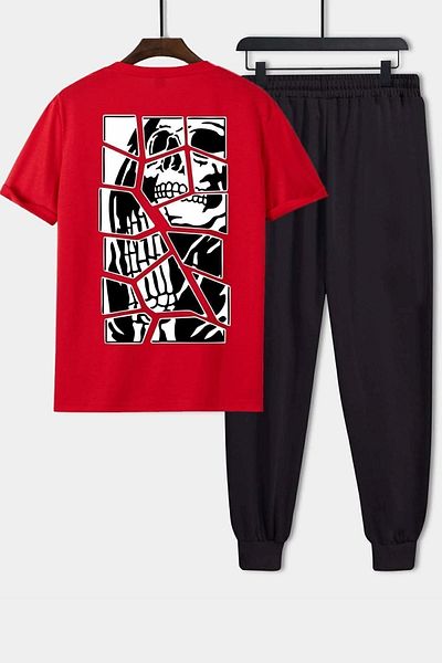 uyguntarz Unisex Skullcracked Printed 2-Piece Tracksuit Set