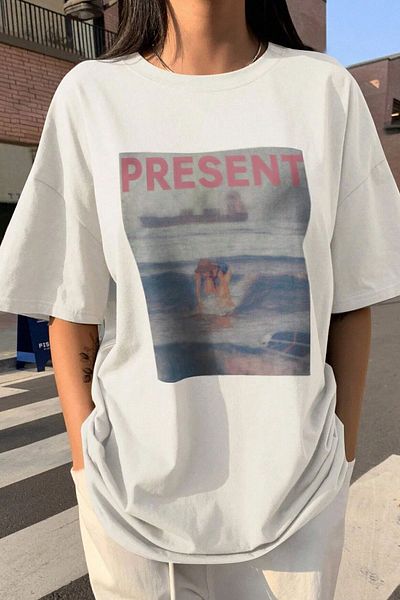 uyguntarz Μπλουζάκι Unisex Present Printed Oversize