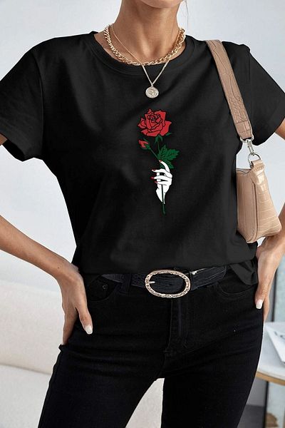 uyguntarz Unisex-T-Shirt mit Rosen-Print