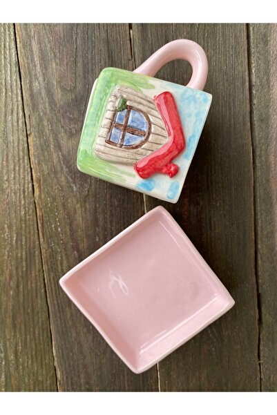 Gesto seramik كوب سيراميك مربع بتفاصيل منزلية