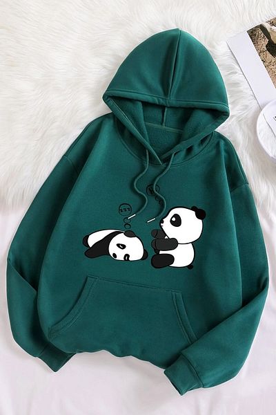 uyguntarz Unisex φούτερ με στάμπα Panda Oversize