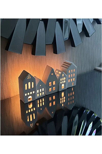 Genel Markalar Beyaz 5'li Ev Dekoratif Mumluk Seti, şık ve zarif tasarım, evi...