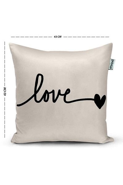 Sakallı Husă de pernă decorativă imprimată 3D Love Text