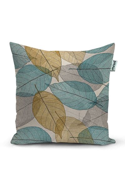 Sakallı 3D Digital Printed Leaf Pattern Decorative Throw Pillow Cover