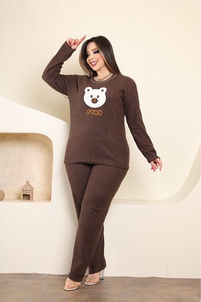 Mios Moda Winter long Sleeve large Size Interlock Women's Pajamas Set