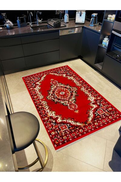 Rugs Modern Halı مجموعة ليلى سجادة زخرفية ذات قاعدة منسوجة باللون الأحمر بنمط...