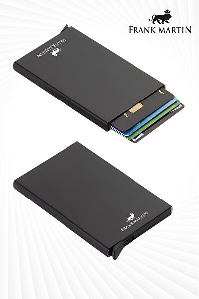 Frank Martin Prag Orijinal Kutulu Ince Model Metal Siyah Otomatik Mekanizmalı Kredi Kartlık Kartvizitlik 81-001