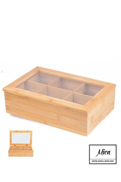 elif aksesuar Mien 6 Compartment Bamboo Tea Box