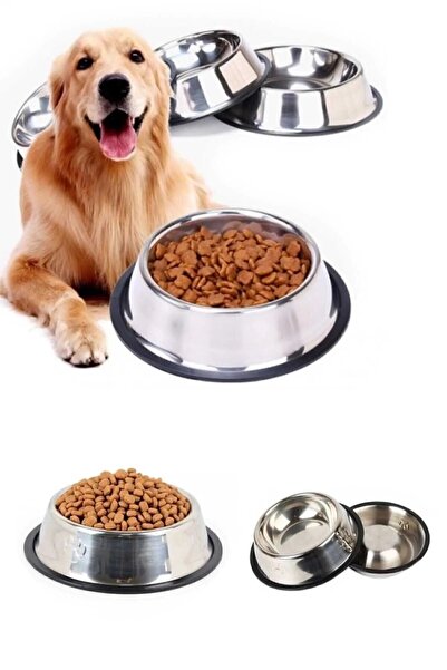 Keyfi Sepet 2 Adet Paslanmaz Çelik Mama Ve Su Kabı, Alt Taban 16 Cm (250 ML-8...