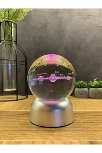Genel Markalar Güneş Sistemi Tasarımlı Işıklı Cam Küre Merkür, Venüs, Dünya, Mars, Jüpiter, Satürn, Uranüs , Neptün