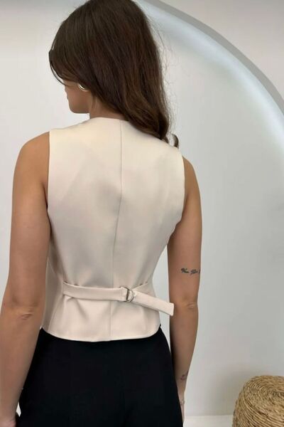 ASM Fashion V-Neck Short Women's Vest - Body-Fitting Woven