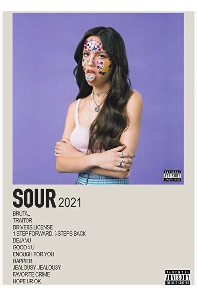 Universal Sour Olivia Rodrigo Minimalist Albüm Kapağı Tablo Ahşap Poster Deko...