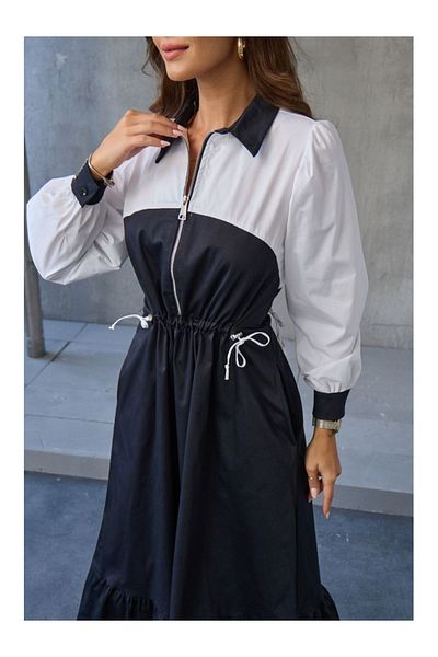 Elif Özbey Butik Λευκό φόρεμα Polo Neck - Με φερμουάρ