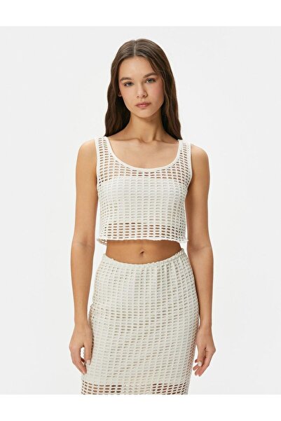 Koton Women's Mesh Crop Tank Top