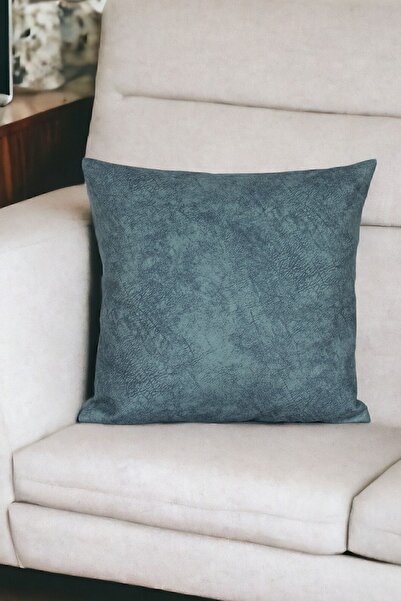 ÖZENEV 43x43 Cm Husă de pernă albastră decorativă catifelată etnică Inta-801