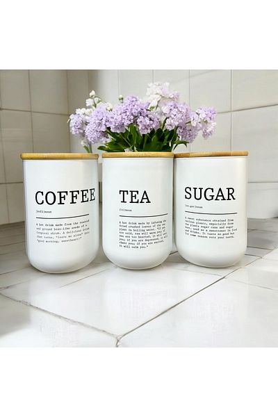 sigmaglas 3-Piece Glass Jar Set with Bamboo Lid