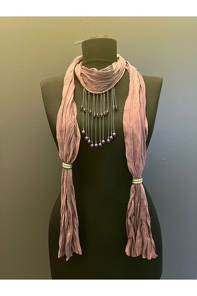 Gönülden Tasarım 180 cm Necklace Look Chained Women's Scarf Shawl
