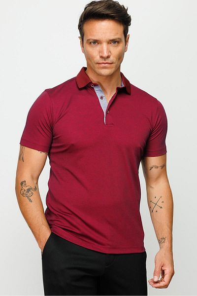 Desen Triko Ανδρικό μπλουζάκι με γιακά πόλο Claret Red
