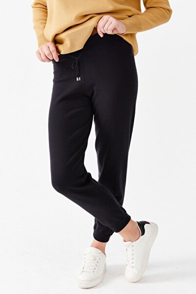 Desen Triko Women's Elastic Waist Trousers Navy Blue