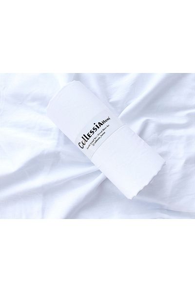CollessiaHome 100% Cotton Satin Fitted Single Elastic Sheet Set Sheet Set - White