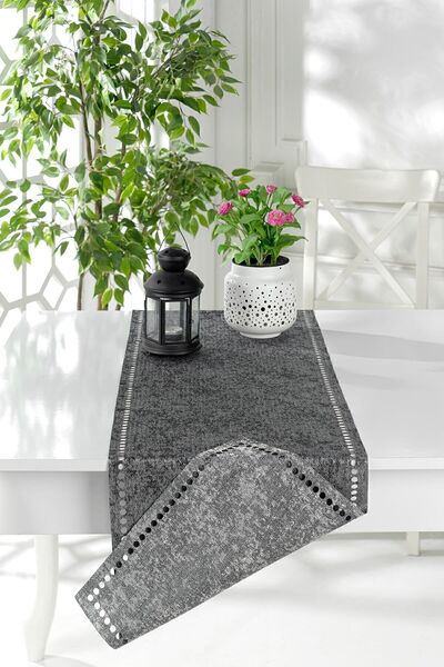 ÖZENEV Evine Özen Runner Amerikan Servis Masa Örtüsü 40x140 Cm Çift Taraflı Gri