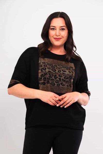 SheRa Boutique Soft Kumaş Taşlı Şık Kadın T-Shirt