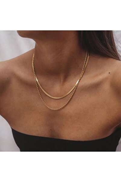 Loca Collection طقم نموذج مسطح و ملتوي إيطالي مكون من قلادتين من الفولاذ بالل...