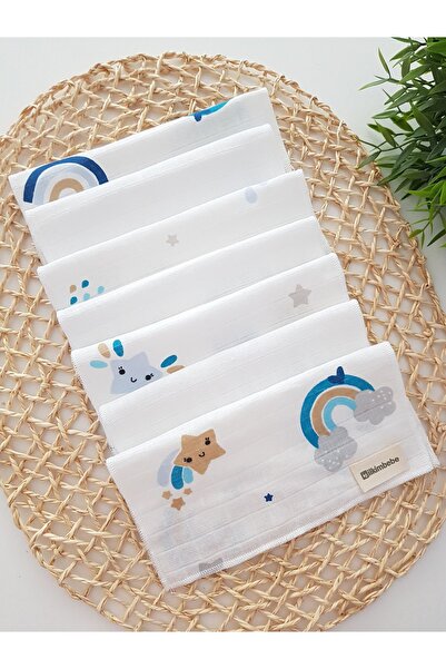 ib ilkimbebe Gökkuşağı 7li Tek Kat Müslin Bebek Ağız Silme Mendili
