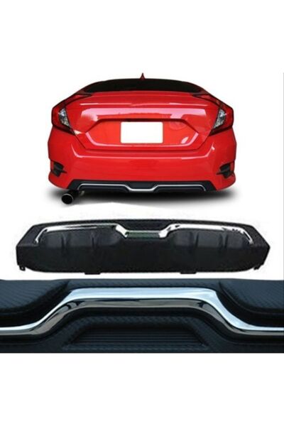 FV-TUNİNG Honda Civic Fc5 Karbon Görünüm Difüzör Plastik Arka tampon difüzör 16-21