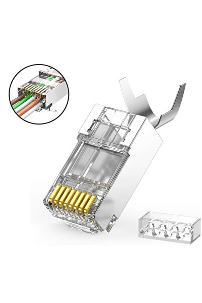 BK Teknoloji Yeni Nesil Cat7 CAT6A EZ RJ45 Delikli Metal Jak Konnektör 2 Adet