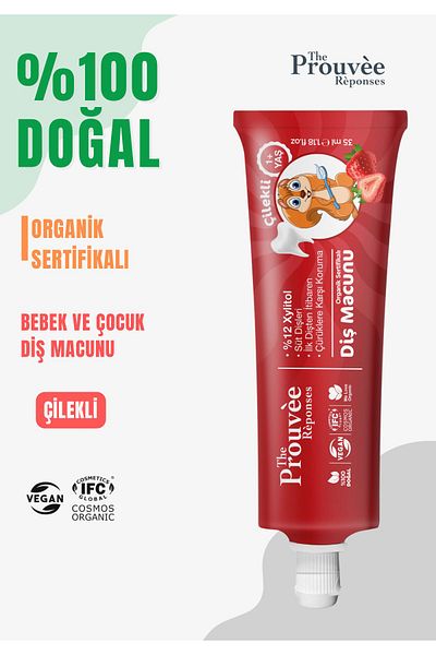 The Prouvee Reponses 35 ml 100% Natural Organic Baby and Kids Toothpaste - Strawberry (Fluoride-Free)