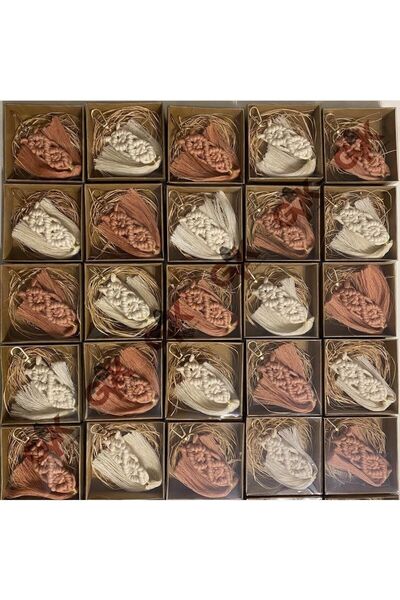 Larmina Decoration 25 Adet Nikah Şekeri Söz Nişan Hediyeliği Makrome Anahtarlık