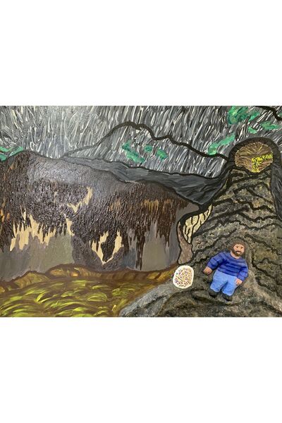 Hakan Coşar Ashabı Kehf, Elyapımı Relief Akrilik Boya Resim 80x100