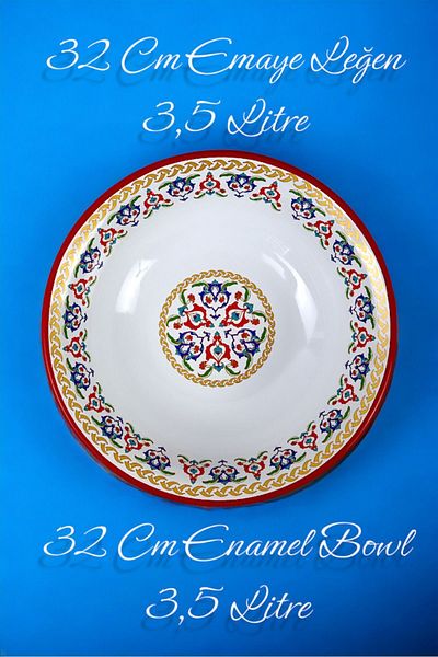 İnci Emaye 32 No 3.5 Liter Enamel Basin Whisk and Mixing BowlDough BasinFruit PotDowryLarge Bowl