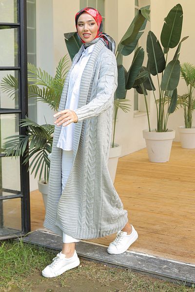 Pamuk Butik Γυναικεία Πλεκτή Ζακέτα Πλεκτό Ολόσωμο Δαχτυλίδι