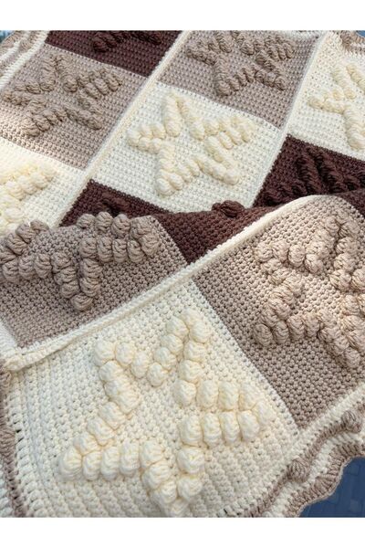 Berrak Alize Baby Best El Örgüsü Popcorn Yıldız Model Bebek Battaniyesi