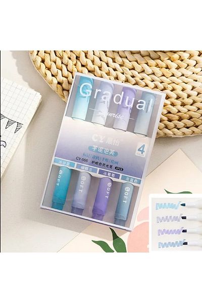 Kawaii Blue Gradual Aesthetic Blue Highlighter Set