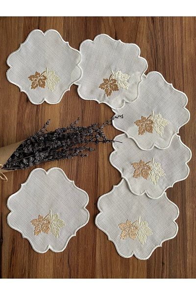 NURHAN HOME COLLECTION Πετσέτα παρουσίασης κοκτέιλ 6 τεμαχίων με μοτίβο καφέ