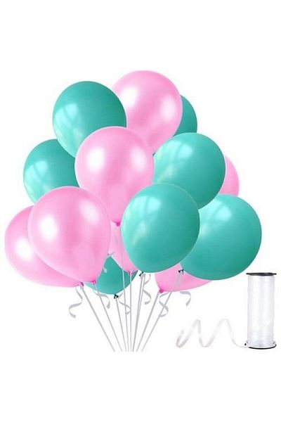 HKNYS 100 Pieces Metallic Pearlescent Water Green Pink Balloon 5 Meters Balloon Chain