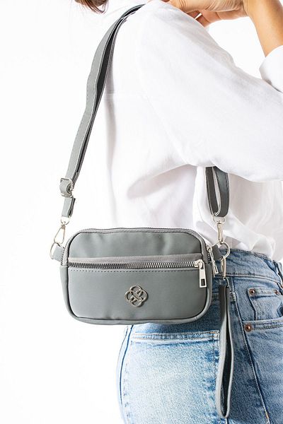 Rosmod Mini geantă gri pentru femei - Design de umăr și mână cu trei buzunare