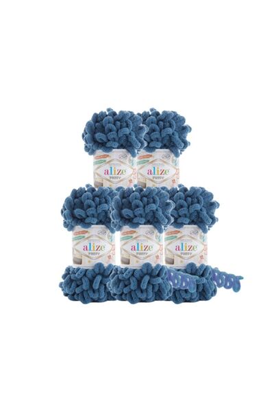 Alize Puffy 5 Pieces Hand Knitted Aviator Color Hand Knitting Yarn for Baby Blanket Color Code:637