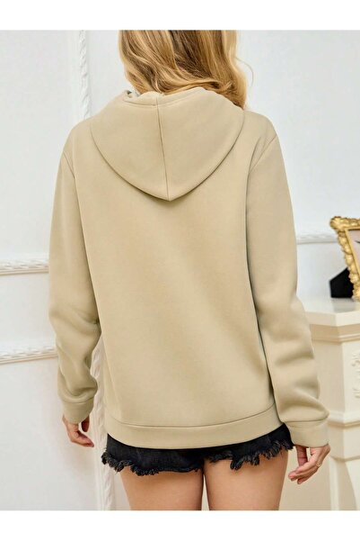 MODAVİBE UNİSEX ARA BÜYÜK BEDEN RAHAT KALIP BASKILI KAPÜŞONLU SWEATSHİRT