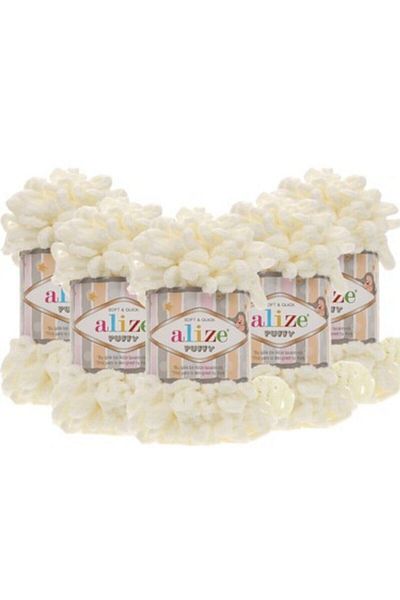 Alize puffy 62 κρεμ χρώμα 5 συσκευασία