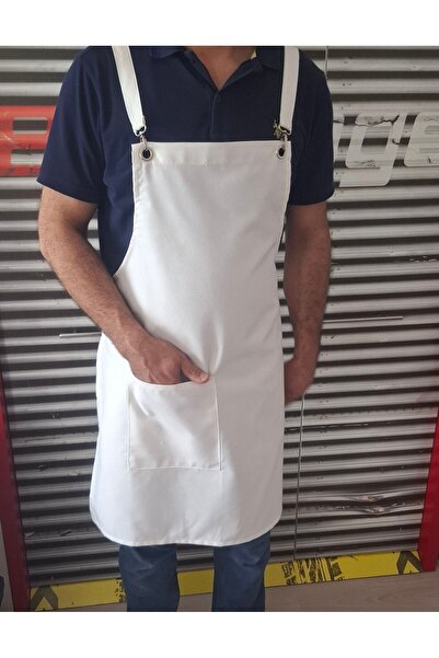 Derycollection Şef Mutfak Önlüğü (KIRIK BEYAZ)ayar Askılı Leke Tutmayan Sıvı ...
