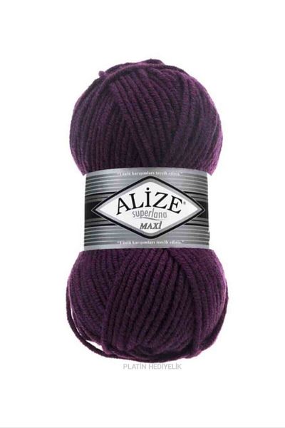 Alize (5 τεμάχια) Superlana Maxi 111 Plum Πλεκτά Νήματα Γιλέκο Ζακέτα Κλωστή Πουλόβερ