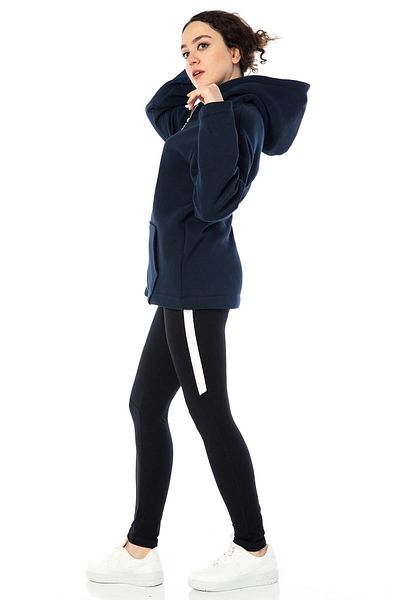 Limerence Women's White Piece Black Tights 3 Thread Raster Zippered Hoodie Set