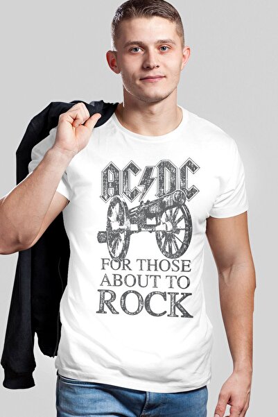 ROCKANDROLL Top Rock ACDC bela majica kratkih rukava za muškarce T-shirt