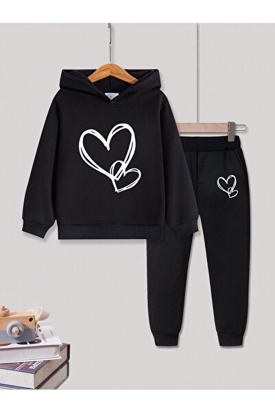 MODAVİBE Set de trening pentru copii cu imprimeu cu glugă - Îmbrăcăminte spor...